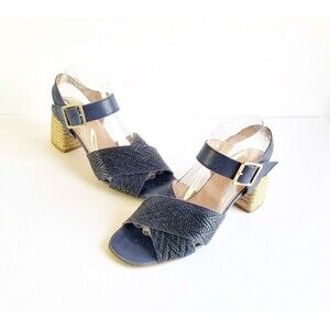 MARROQUI SANCHEZ Blue Leather Sandals Sz 40 9 Slingback Crisscross Slingback